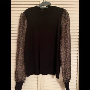 Leopard Sleeve Sweater w/mock neck